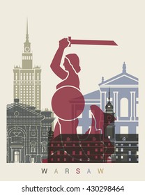 Warsaw Skyline Poster In Editable Vector File