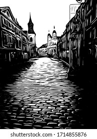 Warsaw street seen at night