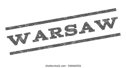 Warsaw watermark stamp. Text caption between parallel lines with grunge design style. Rubber seal stamp with scratched texture. Vector grey color ink imprint on a white background.