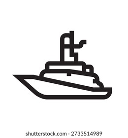 Icono de línea negra de buque de guerra. Elemento aislado de Vector. Iconos limpios mínimos para App y Sitios web.