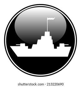 Warship button on white background. Vector illustration.