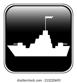 Warship button on white background. Vector illustration.
