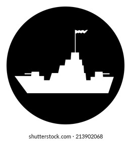 Warship button on white background. Vector illustration.
