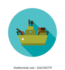Warship Circle Icon. Vector Illustration of Military Sign.