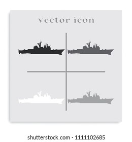 Warship flat black and white vector icon.