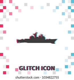 Warship  glitch effect vector icon.