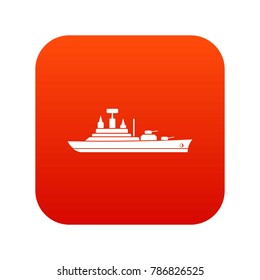 Warship icon digital red for any design isolated on white vector illustration