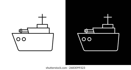 Warship icon in editable stroke. EPS 10 vector illustration.