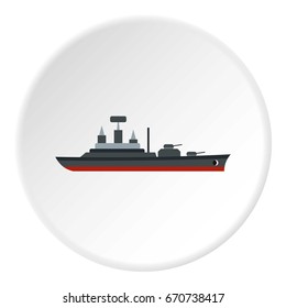 Warship icon in flat circle isolated vector illustration for web