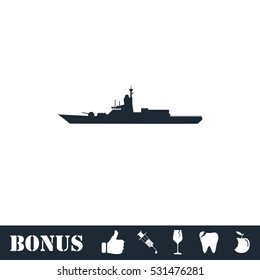 Warship icon flat. Vector illustration symbol and bonus pictogram