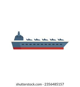 Warship icon flat vector. Navy ship. Top airplane isolated