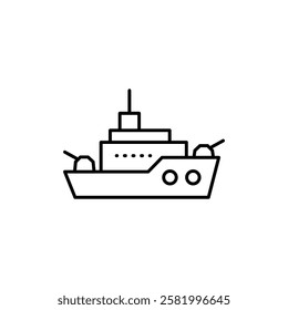 warship icon Flat vector set outline