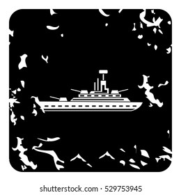 Warship icon. Grunge illustration of warship vector icon for web