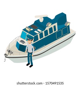 Warship icon. Isometric illustration of warship vector icon for web