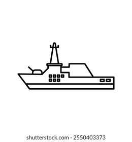 Logotipo lineal del icono de la nave de guerra aislado