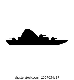Warship icon on white background. Vector illustration.