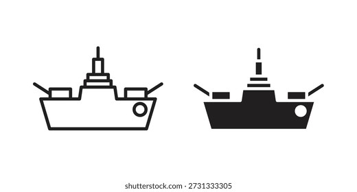 Icono de nave de guerra sobre fondo blanco. Icono de Vector de stock