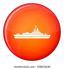 Warship icon in red circle isolated on white background vector illustration