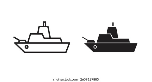 Warship icon vector editable. black vectors set