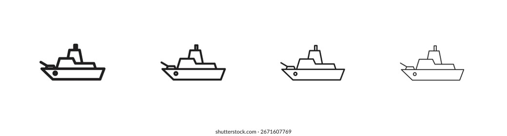 Warship icon vector illustration, line design icon. Editable strokes.
