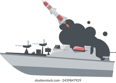 Lanzamiento de cohete de guerra. Icono de arma de fuerza naval