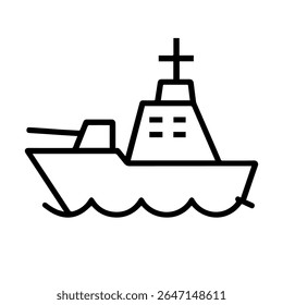 vetor de ícone de linha de navio de guerra no plano de fundo branco 
Ícone de arma de vetor no fundo branco