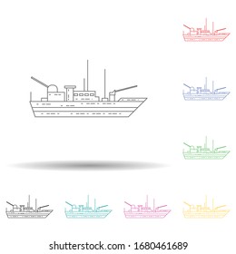 Warship multi color set icon. Simple thin line, outline vector of army icons for ui and ux, website or mobile application