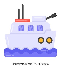 A warship or navy ship flat icon