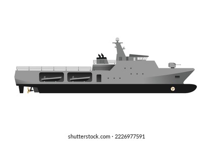 Vista del lado de la guerra aislada en blanco. Ilustración del vector