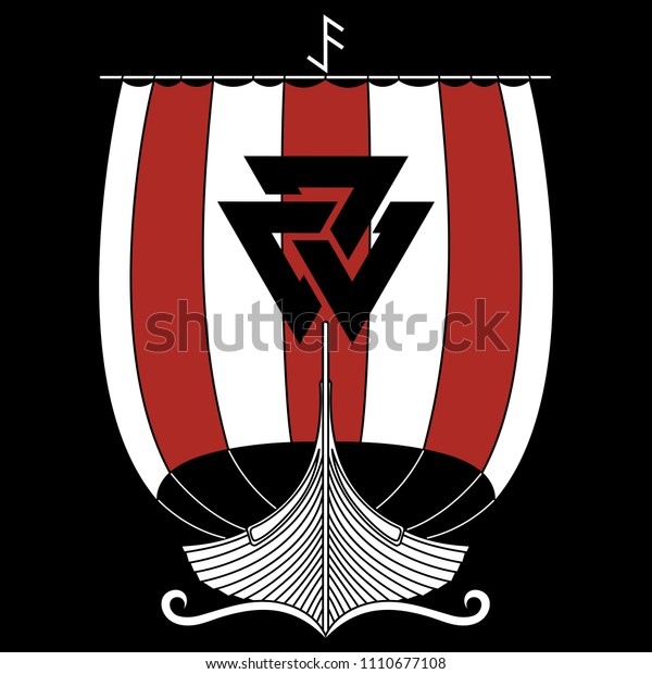 Warship Vikings Drakkar Isolated On Black Stock Vector (Royalty Free ...