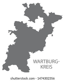 Wartburgkreis grey county map of Thuringia Germany