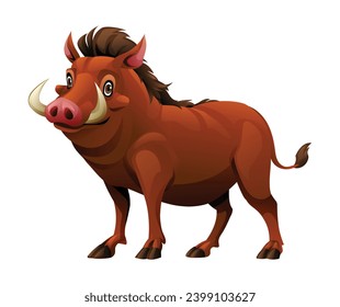 Warthog cartoon vector illustration isolated on white background