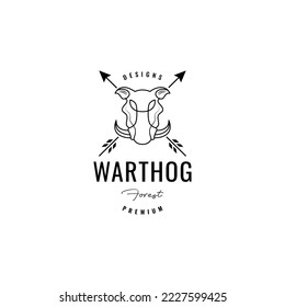 warthog hunter arrows minimal vintage logo design vector