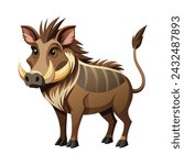 Warthog Illustration on White Background