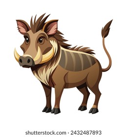 Warthog Illustration on White Background