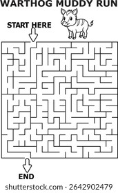 Warthog muddy run maze game for kids fun activity