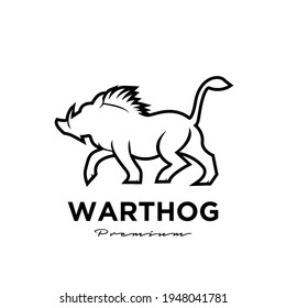 warthog simple line vector logo illustration design