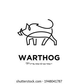 warthog simple line vector logo illustration design