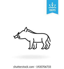 Warthog vector icon. Boar, wild pig illustration. Feral animal sign.