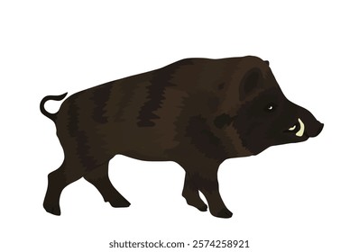 Warthog vector illustration isolated on white background. Bush Pig. Wild boar symbol. Boar isolated, warthog icon. Wild animals nature wildlife. Pumba hog.