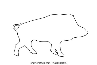 Ilustración de silueta de contorno de vectores de vectores de vectores aislada en fondo blanco. Cerdo de Bush. Símbolo de forma de jabalí. Sombra de jabalí aislada, icono de warthog. Los animales salvajes son la naturaleza de la vida salvaje. Perro de Pumba.