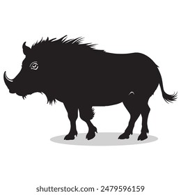 Warthogs outline and symbols. Dark level variety basic exquisite white foundation Warthogs animal vector and silhouette icon.