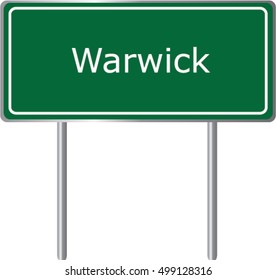 Warwick , Georgia , road sign green vector illustration, road table, USA city