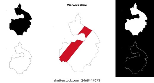 Conjunto de mapas esquemáticos en blanco de Warwickshire