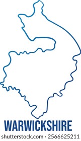 Warwickshire ceremonial county map. Smooth simplified abstract outline blue gradient map. Use for wall art, travel blog, news article