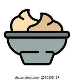 Wasabi bowl icon. Outline Wasabi bowl vector icon for web design isolated on white background color flat