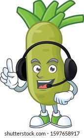 Wasabi cute cartoon character design with headphone