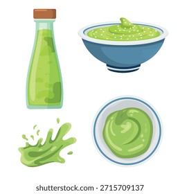 Wasabi. Clipart de Vector plano, ilustración con fondo aislado.