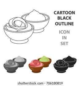 Wasabi and ginger icon in cartoon style isolated on white background. Sushi symbol stock vector illustration.