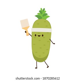 Wasabi grated vector. Wasabi root character. Wasabi root on white background.